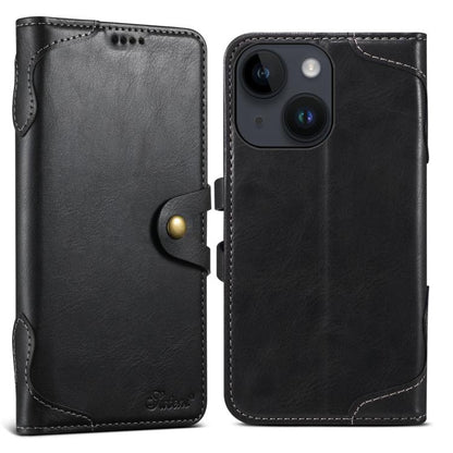 For iPhone 14 Plus Suteni Q-03 Oil Wax Magnetic Clasp Leather Phone Case(Black)