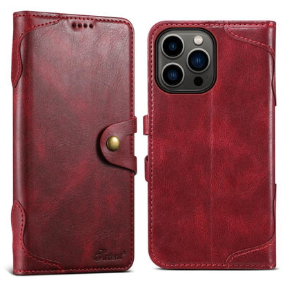 For iPhone 14 Pro Suteni Q-03 Oil Wax Magnetic Clasp Leather Phone Case(Red)
