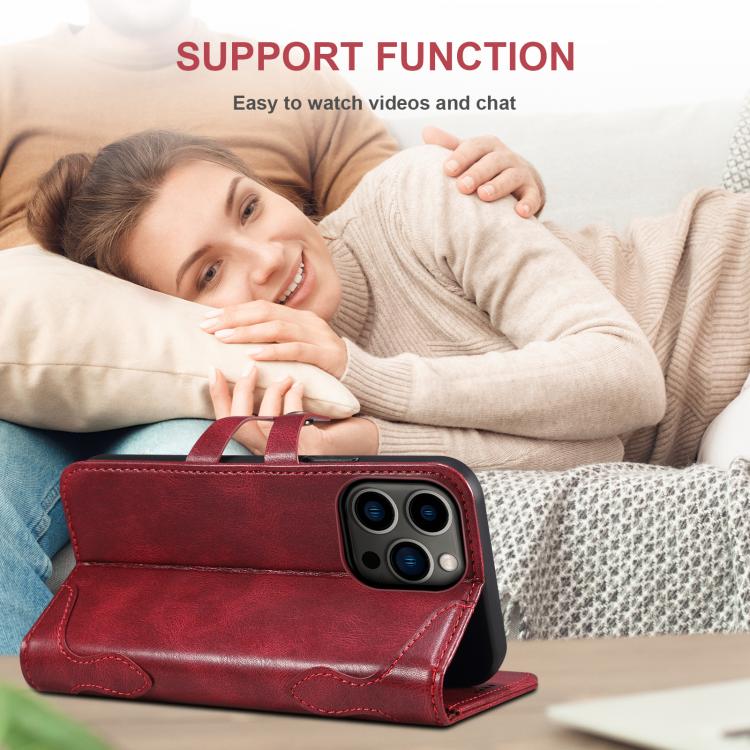 For iPhone 14 Pro Suteni Q-03 Oil Wax Magnetic Clasp Leather Phone Case(Red)