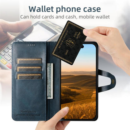 For iPhone 14 Pro Suteni Q-03 Oil Wax Magnetic Clasp Leather Phone Case(Blue)