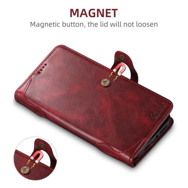 For iPhone 13 mini Suteni Q-03 Oil Wax Magnetic Clasp Leather Phone Case(Red)