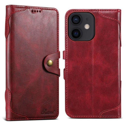 For iPhone 12 mini Suteni Q-03 Oil Wax Magnetic Clasp Leather Phone Case(Red)
