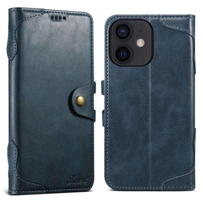 For iPhone 12 mini Suteni Q-03 Oil Wax Magnetic Clasp Leather Phone Case(Blue)