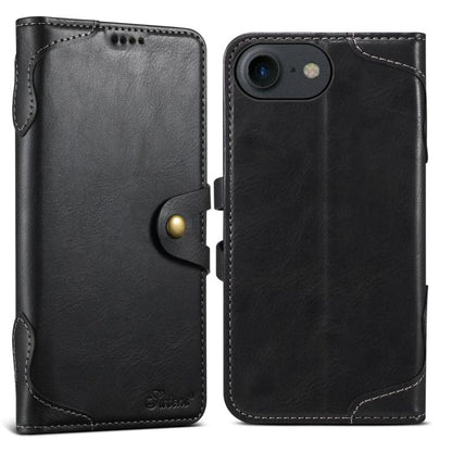 Pour iPhone 7 / 8 / SE 2022 Suteni Q-03 Étui de téléphone en cuir avec fermoir magnétique effet ciré (Noir)