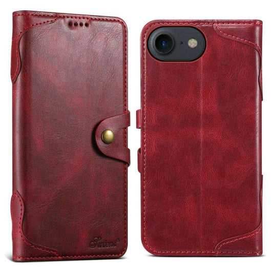 For iPhone 7 / 8 / SE 2022 Suteni Q-03 Oil Wax Magnetic Clasp Leather Phone Case(Red)