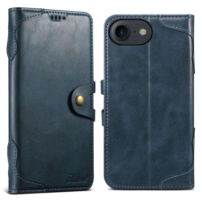 Pour iPhone 7 / 8 / SE 2022 Étui en cuir avec fermoir magnétique Suteni Q-03 Oil Wax (Bleu)