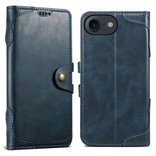 For iPhone 7 / 8 / SE 2022 Suteni Q-03 Oil Wax Magnetic Clasp Leather Phone Case(Blue)