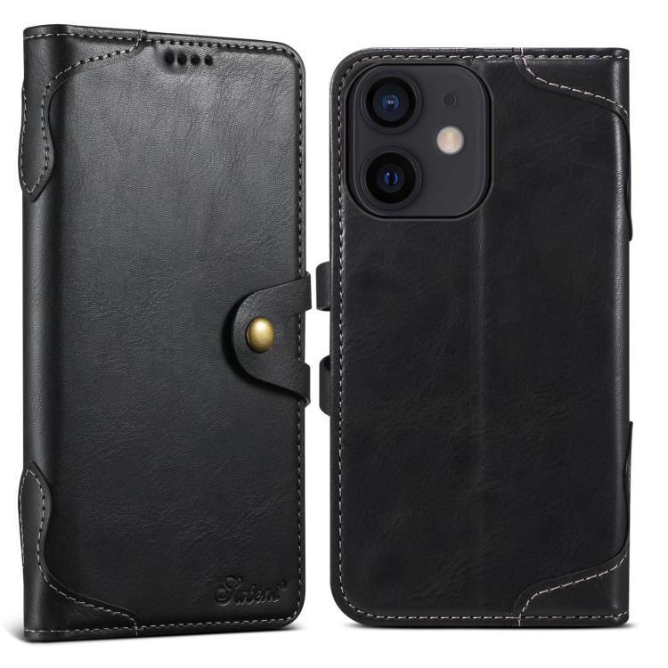 Pour iPhone 11 Suteni Q-03 Huile Cire Fermoir Magnétique Étui en Cuir (Noir)