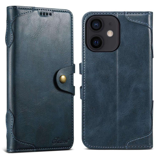 For iPhone 11 Suteni Q-03 Oil Wax Magnetic Clasp Leather Phone Case(Blue)