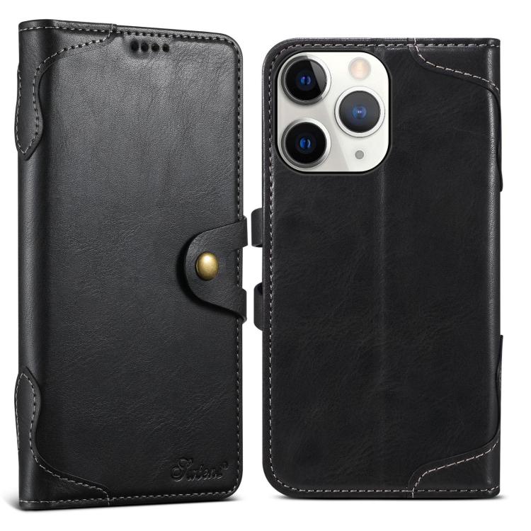 For iPhone 11 Pro Suteni Q-03 Oil Wax Magnetic Clasp Leather Phone Case(Black)