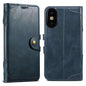 Pour iPhone X / XS Étui en cuir avec fermoir magnétique Suteni Q-03 (Bleu)