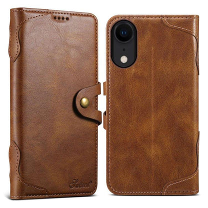 Pour iPhone XR Étui de téléphone en cuir avec fermoir magnétique et cire à l'huile Suteni Q-03 (marron)