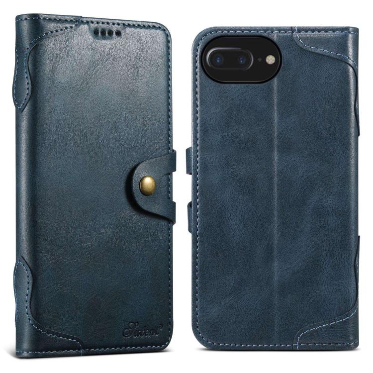 Pour iPhone 8 Plus / 7 Plus Étui en Cuir Suteni Q-03 Huile Cire Fermoir Magnétique (Bleu)