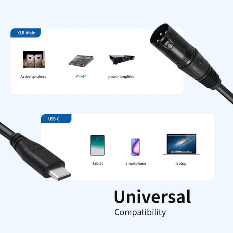 Type-C Male to XLR Female JUNSUNMAY Microphone Phone Audio Adapter Cable, Length: 1m