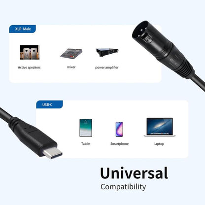 Type-C Male to XLR Female JUNSUNMAY Microphone Phone Audio Adapter Cable, Length: 1m