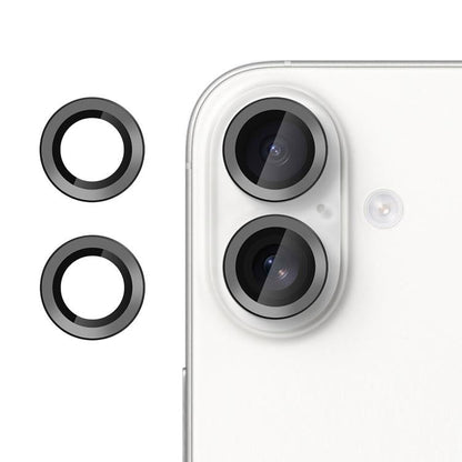 For iPhone 16 Plus Kalebol No Flicker Ultra-Thin Individual Camera Lens Tempered Glass Film(Black)