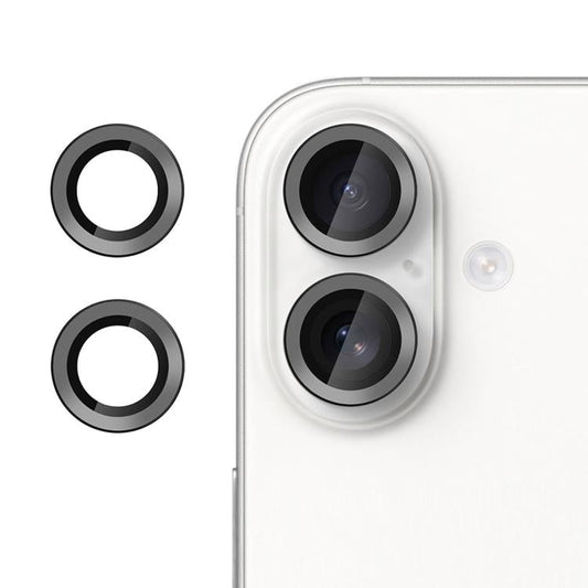 For iPhone 16 Kalebol No Flicker Ultra-Thin Individual Camera Lens Tempered Glass Film(Black)