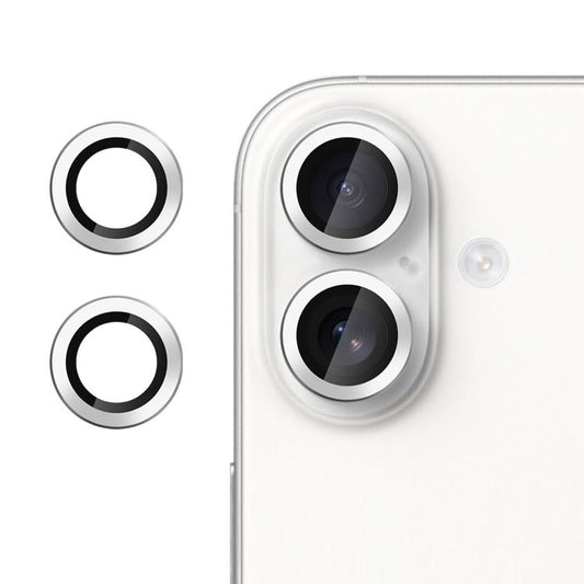 Pour iPhone 16 Kalebol, Film de protection d'objectif en verre trempé ultra-mince sans scintillement (argent)