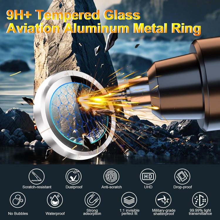 Pour iPhone 14 Pro Max Kalebol, film de protection d'objectif en verre trempé ultra-fin anti-scintillement pour appareil photo (argent)