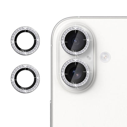 For iPhone 16 Kalebol Individual Camera Lens Diamond Ring Protector(Silver)