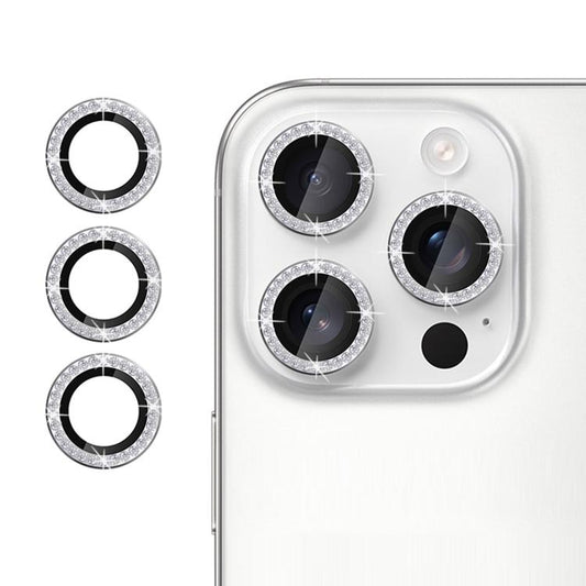 For iPhone 15 Pro Max Kalebol Individual Camera Lens Diamond Ring Protector(Silver)