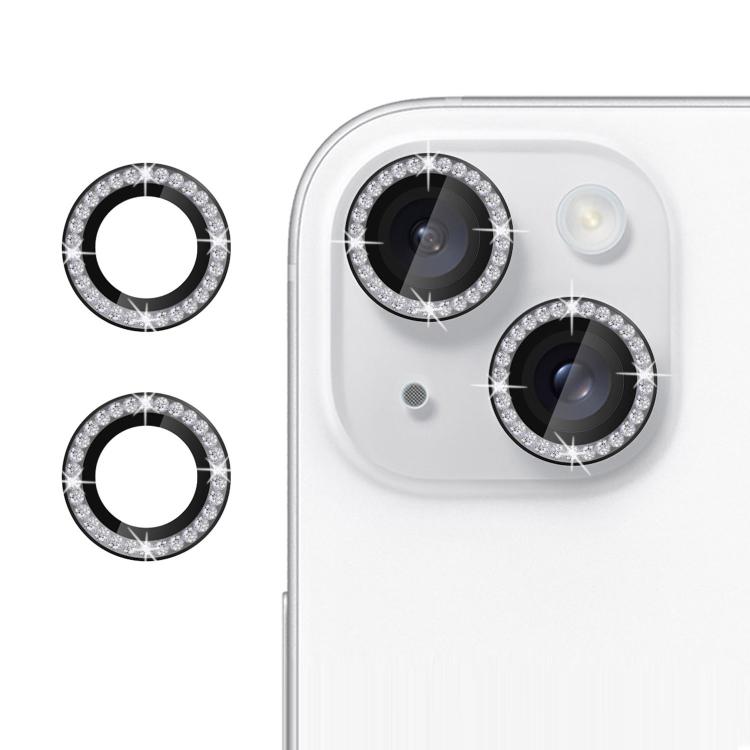 For iPhone 14 Kalebol Individual Camera Lens Diamond Ring Protector(Black)