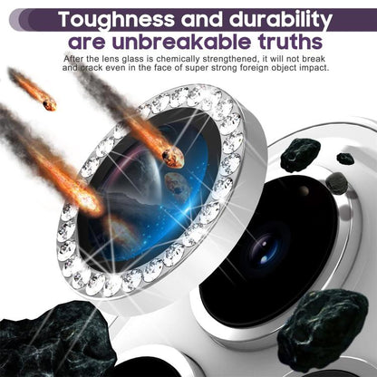 Pour iPhone 16 Pro Kalebol Protection individuelle en diamant pour objectif d'appareil photo (argent)