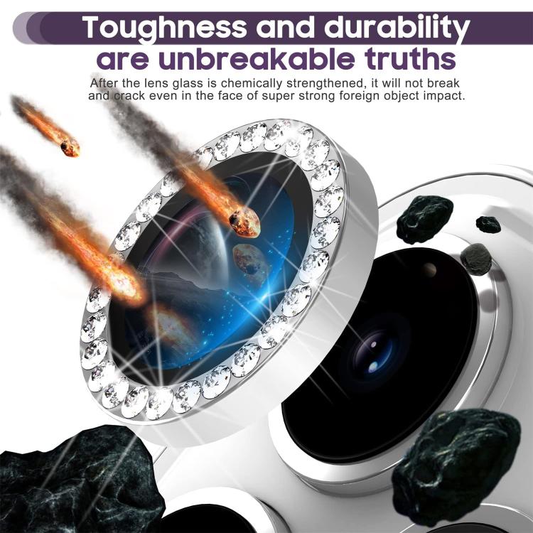 For iPhone 16 Kalebol Individual Camera Lens Diamond Ring Protector(Silver)