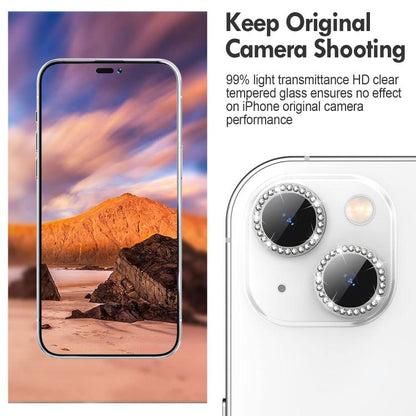 For iPhone 15 Kalebol Individual Camera Lens Diamond Ring Protector(Black)