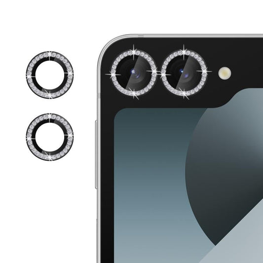 For Samsung Galaxy Z Flip7 5G Kalebol Individual Camera Lens Diamond Ring Protector(Black)