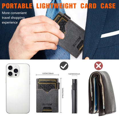 The Suteni denim double-sided card slot button automatically ejects the card box(Black)