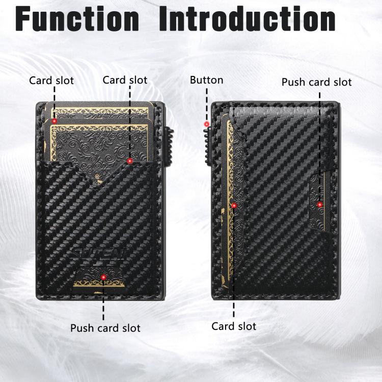 The Suteni carbon fiber pattern double-sided card insertion button automatically ejects the card box(Black)
