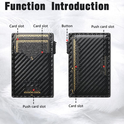 The Suteni carbon fiber pattern double-sided card insertion button automatically ejects the card box(Black)