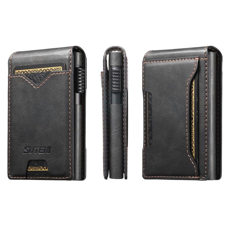 The Suteni oil wax pattern button automatically pops out the veneered printed card box(Black)