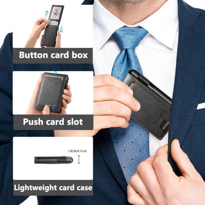 The Suteni oil wax pattern button automatically pops out the veneered printed card box(Black)