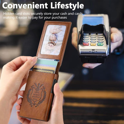 The Suteni oil wax pattern button automatically pops out the veneered printed card box(Brown)