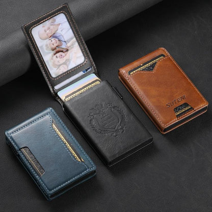 The Suteni oil wax pattern button automatically pops out the veneered printed card box(Blue)