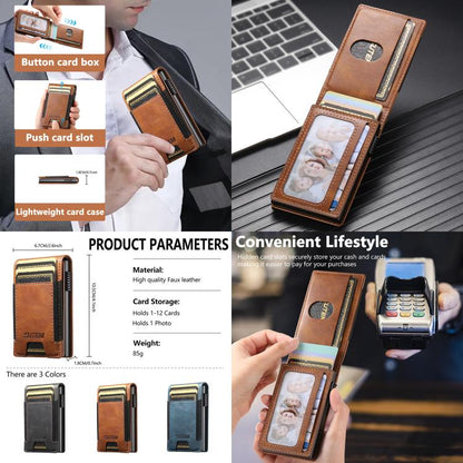 The Suteni oil wax pattern button automatically pops out the elastic band card box(Blue)