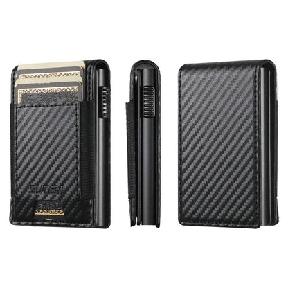 The Suteni carbon fiber pattern button automatically pops out the elastic band card box(Black)