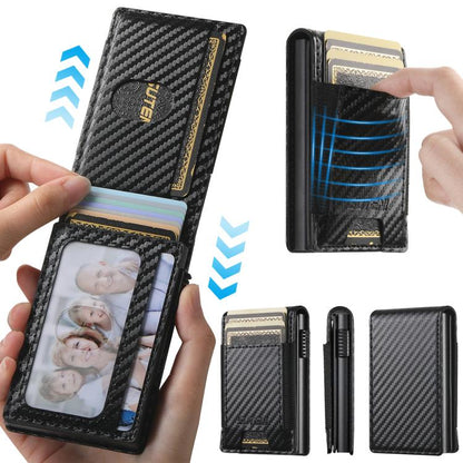 The Suteni carbon fiber pattern button automatically pops out the elastic band card box(Black)