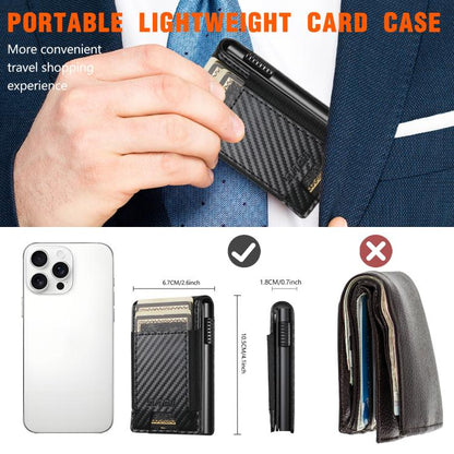 The Suteni carbon fiber pattern button automatically pops out the elastic band card box(Black)