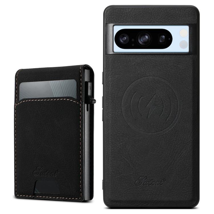 For Google Pixel 8 Pro Suteni H19 Litchi Grain 2-in-1 Removable Card Box Back Phone Case(Black)