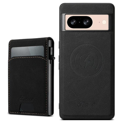 For Google Pixel 8 Suteni H19 Litchi Grain 2-in-1 Removable Card Box Back Phone Case(Black)