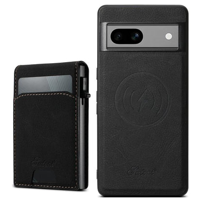 For Google Pixel 7a Suteni H19 Litchi Grain 2-in-1 Removable Card Box Back Phone Case(Black)