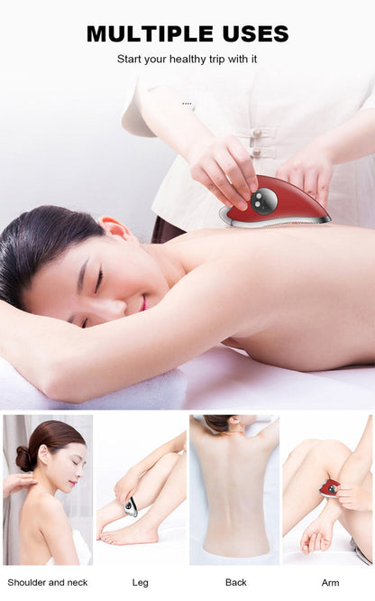 K-SKIN KD817 Facial Scratch Pad Dredge Meridian Soothing Fatigue Scraping Plate Electric Massager Soothing Stress USB Charging(Red)