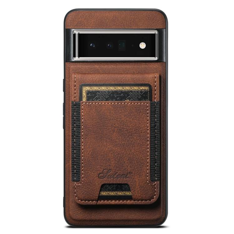 For Google Pixel 6 Pro Suteni H17 Litchi Texture Leather Magnetic Detachable Wallet Phone Case(Brown)