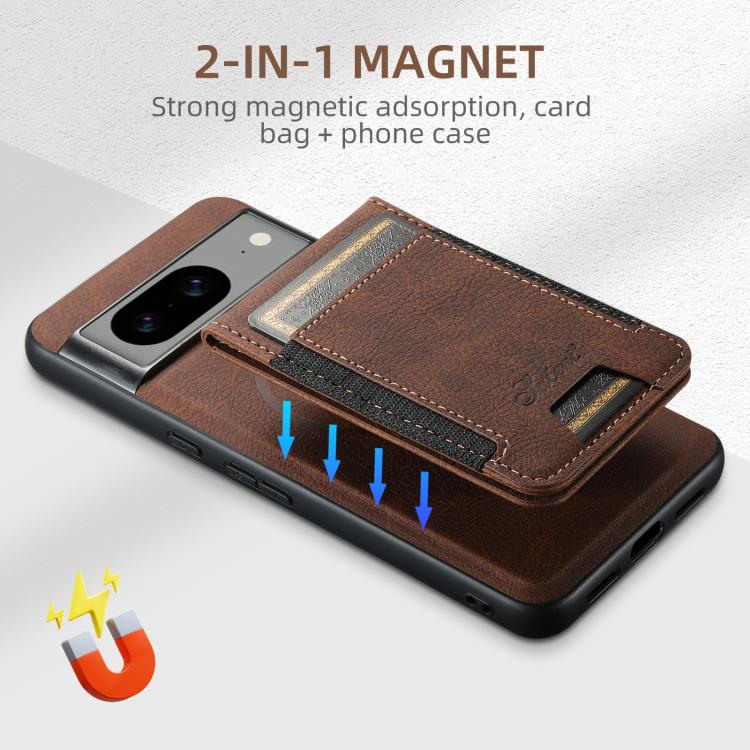 For Google Pixel 6 Pro Suteni H17 Litchi Texture Leather Magnetic Detachable Wallet Phone Case(Brown)