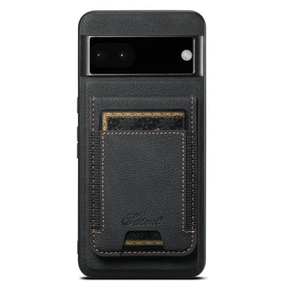 Pour Google Pixel 6a Suteni H17 Coque de Téléphone Portefeuille Détachable Magnétique en Cuir Texture Litchi (Noir)