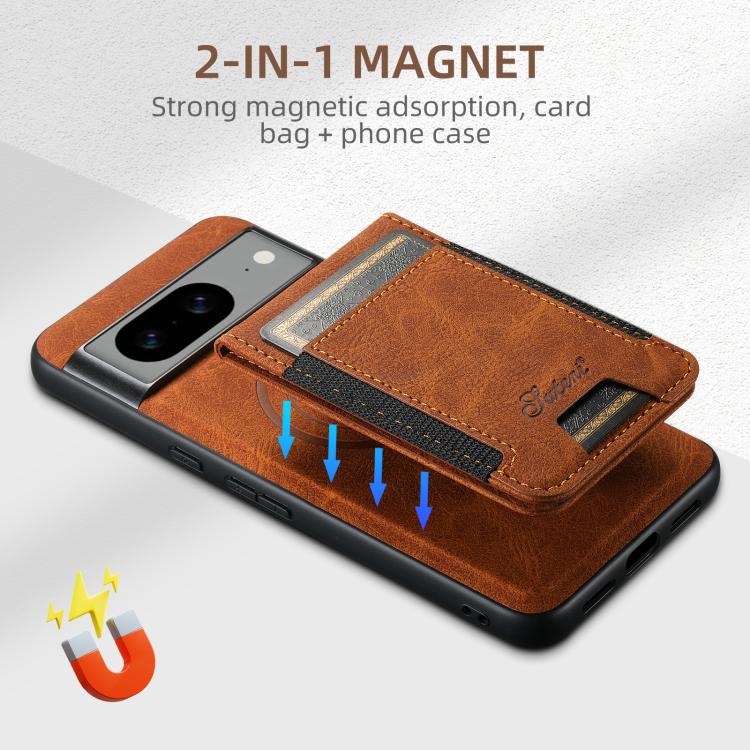 For Google Pixel 7 Pro Suteni H17 Litchi Texture Leather Magnetic Detachable Wallet Phone Case(Khaki)