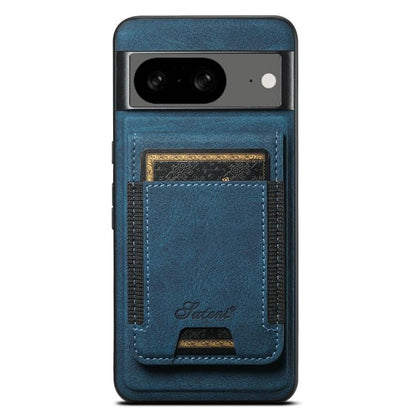 For Google Pixel 8 Suteni H17 Litchi Texture Leather Magnetic Detachable Wallet Phone Case(Blue)